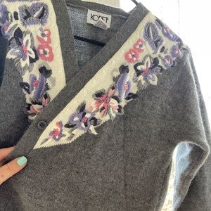 Vintage Angora floral cardigan